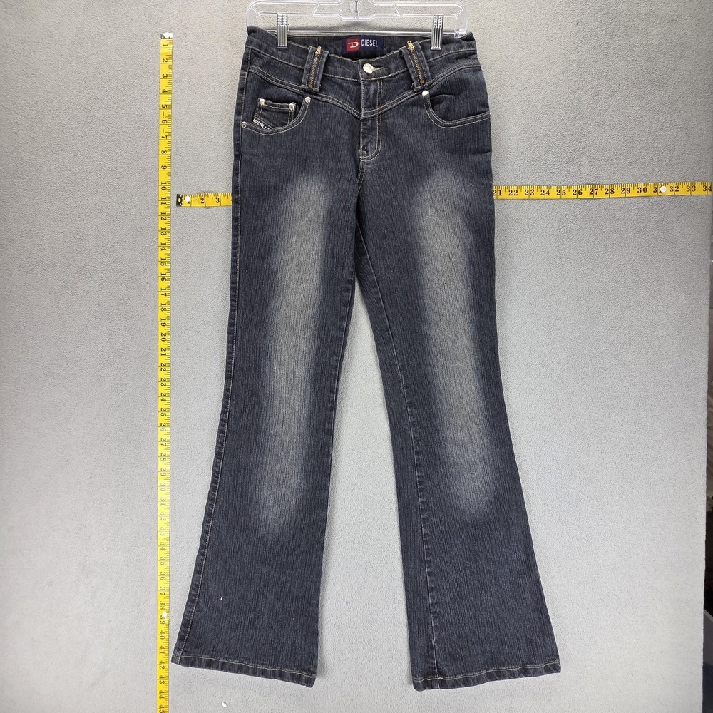 Diesel Jeans Womens 29 Black Charcoal Wash‎ Mid Rise Bootcut Flare Studded Denim